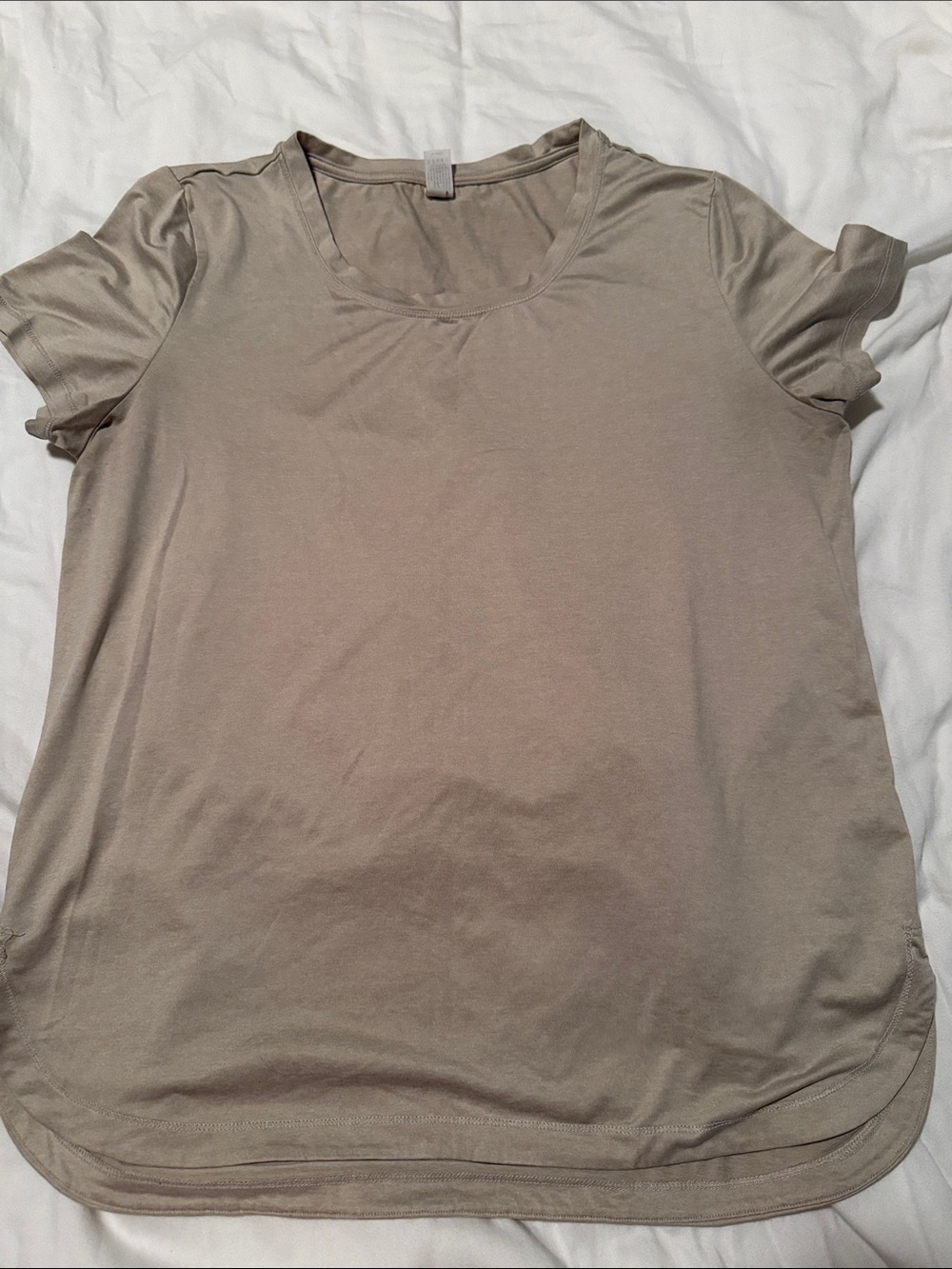 Velocity Short Sleeve Scoop Neck Tee in Taupe